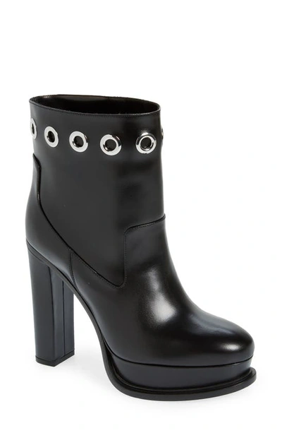 Alexander Mcqueen Studded Platform Bootie In Black