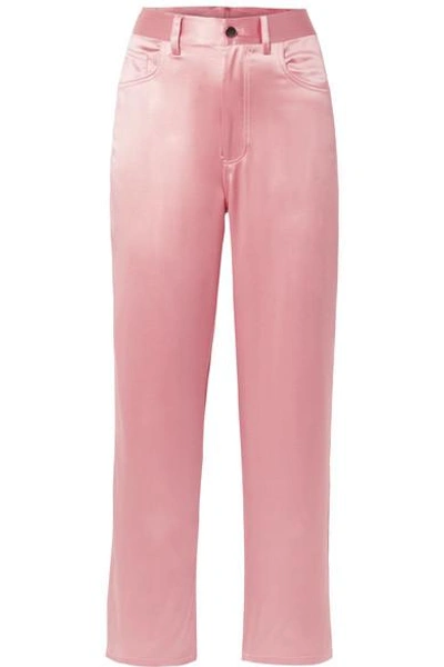 Fleur Du Mal Silk-satin Wide-leg Pants In Baby Pink
