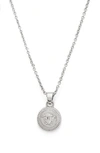 Versace Medusa Coin Pendant Necklace In Palladium