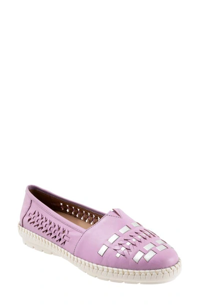 Trotters Rory Woven Flat In Lavender/ Silver