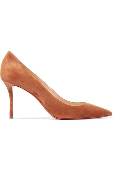 Christian Louboutin Decoltish 85 Suede Pumps In Camel