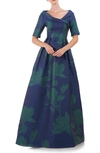 Kay Unger Coco Gown In Marine Blue Jade
