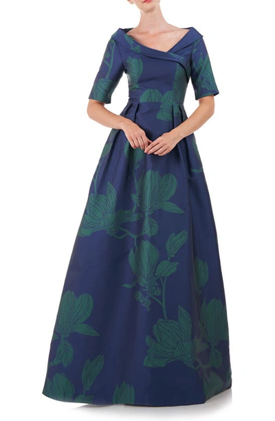 Kay Unger Coco Gown In Marine Blue Jade