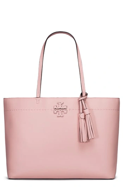 Tory Burch Mcgraw Pebbled Leather Tote Bag In Poppy Red/gold