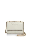 Tory Burch Small Fleming Quilted Lambskin Leather Convertible Shoulder Bag - White In Birch Ivory/gold