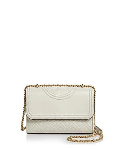 Tory Burch Small Fleming Quilted Lambskin Leather Convertible Shoulder Bag - White In Birch Ivory/gold