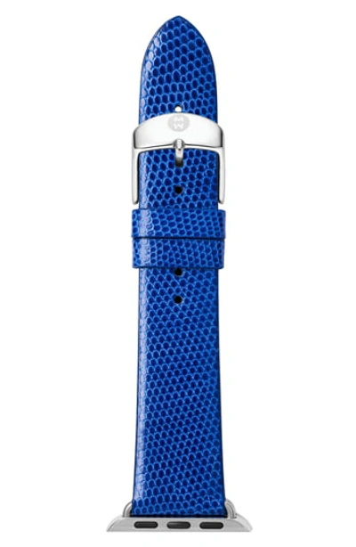 Michele 38mm Lizard Strap For Apple Watch, Cobalt In Royal Blue