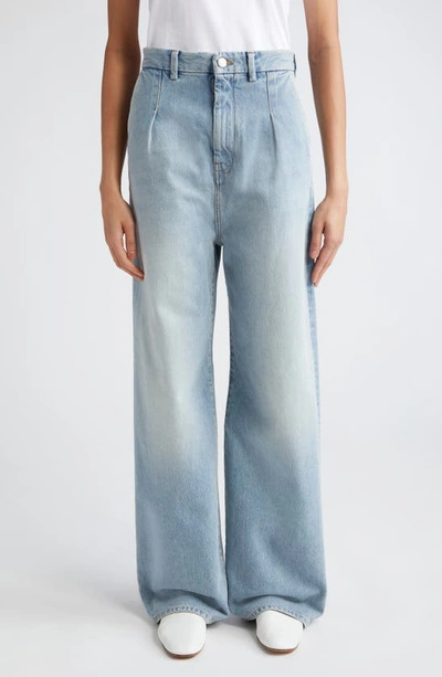 Loulou Studio Wide Leg Jeans In Washed Light Blue