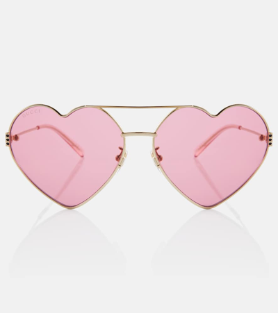 Gucci Heart Sunglasses In Gold