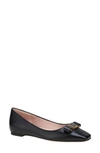 Kate Spade Bowdie Leather Ballerina Flats In Black