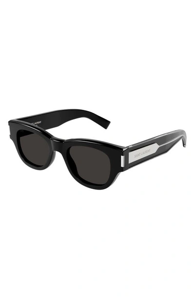 Saint Laurent Engraved Logo Acetate Cat-eye Sunglasses In Black