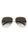 Chloé Golden Tortoiseshell Metal Aviator Sunglasses In Gold Smoke