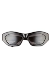 Bottega Veneta Logo Acetate Rectangle Sunglasses In Black/gray Solid