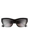 Bottega Veneta Raised Logo Acetate Cat-eye Sunglasses In 001 Shiny Solid B