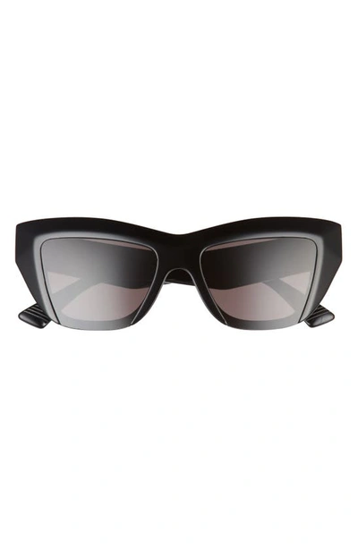 Bottega Veneta Raised Logo Acetate Cat-eye Sunglasses In 001 Shiny Solid B