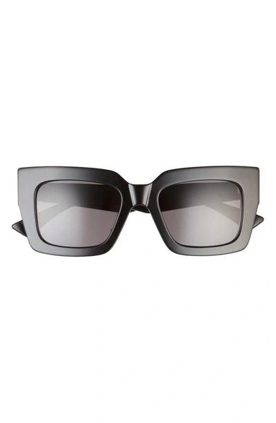 Bottega Veneta Raised Logo Acetate Cat-eye Sunglasses In 001 Shiny Solid B