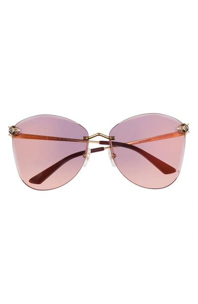 Cartier Panther Metal Butterfly Sunglasses In Purple Gradient