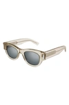 Saint Laurent Engraved Logo Acetate Cat-eye Sunglasses In Beige