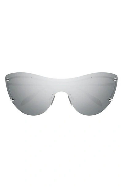 Alexander Mcqueen Metal Cat-eye Sunglasses In Silver