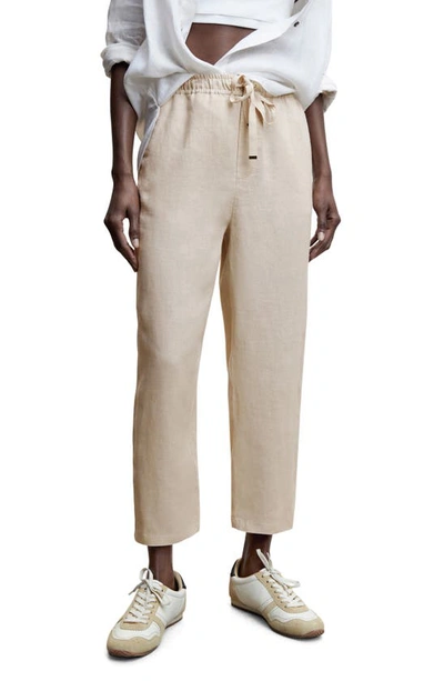 Mango 100% Linen Trousers Light/pastel Grey