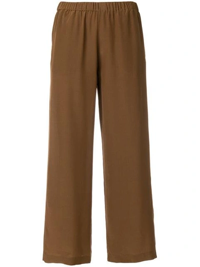Aspesi Cropped Wide Trousers In Brown