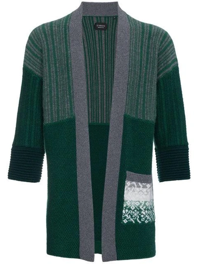 Curieux Green Cashmere Intarsia Knit Kimono