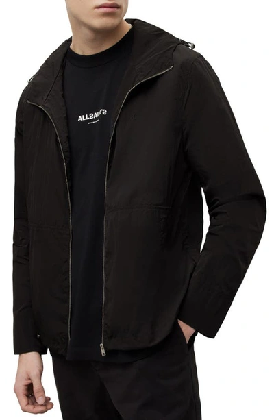 Allsaints Torre Hooded Zip Jacket In Black