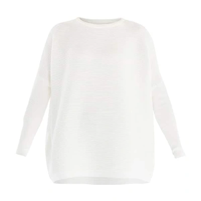 Paisie Ribbed Jumper With Side Splits In White