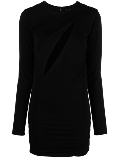 Versace Cut-out Long Sleeves Dress In Black