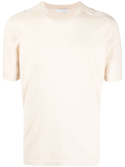 Boglioli Shortsleeved Cotton-silk T-shirt In Beige