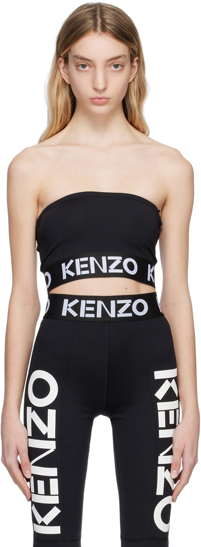 Kenzo Logo无肩带短款上衣 In Black