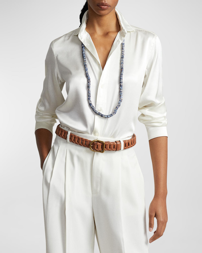 Polo Ralph Lauren Silk Longsleeved Shirt In White