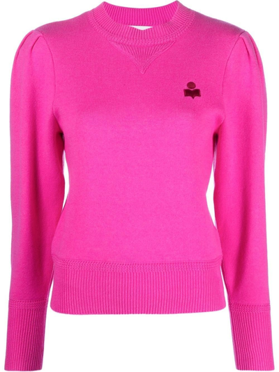 Isabel Marant Étoile Embroidered Logo Knit Sweater In Pink