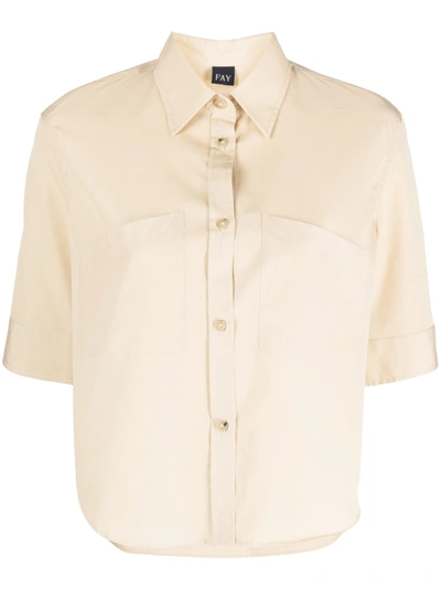 Fay Cropped Cotton Shirt In White