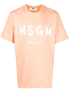 Msgm T-shirt With Logo In Orange