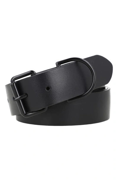 Allsaints Perforated Logo Leather Belt In Black