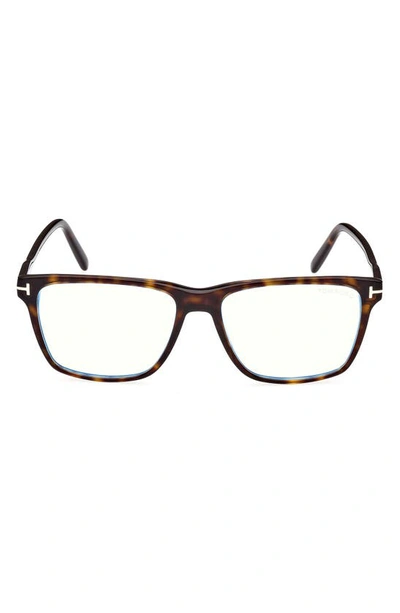 Tom Ford 56mm Square Blue Light Blocking Glasses In Dark Havana