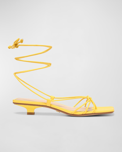 Veronica Beard Foley Ankle Tie Sandal In Yellow