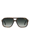Carrera Eyewear 59mm Rectangular Sunglasses In Havana/ Green Shaded