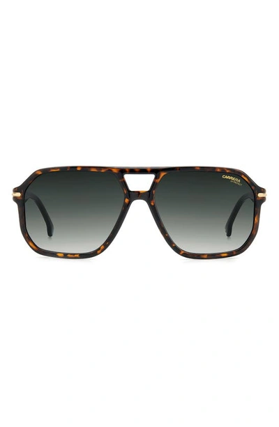Carrera Eyewear 59mm Rectangular Sunglasses In Havana/ Green Shaded