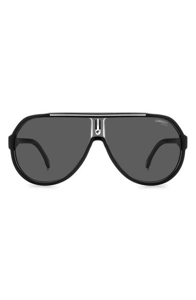 Carrera Eyewear 64mm Polarized Aviator Sunglasses In Black Grey Polar