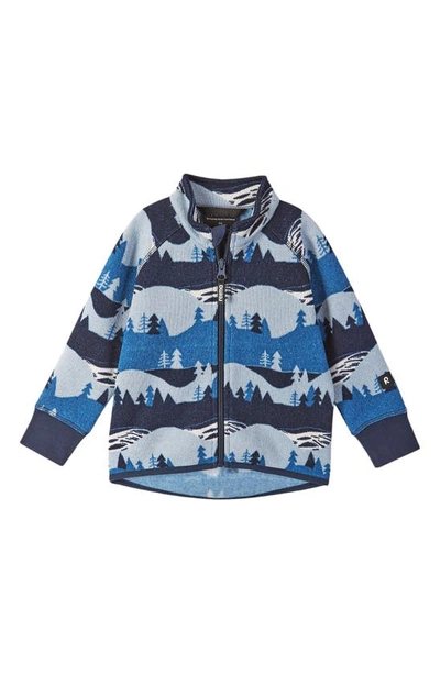 Reima Kids' Alpine Print Jumper Fleece Zip-up Jacket In Soft Navy