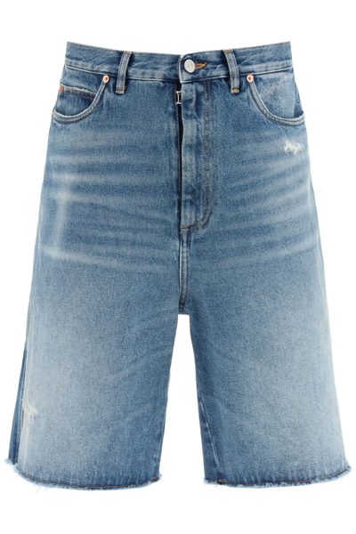 Mm6 Maison Margiela Cotton Denim Shorts In Blue