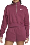 Nike Women's  Sportswear Phoenix Fleece Oversized 1/2-zip Crop Sweatshirt In Red