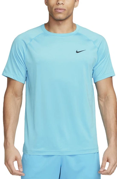 Nike Men's Ready Dri-fit Short-sleeve Fitness Top In Baltic Blue/ Black