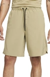Nike Men's Unlimited Dri-fit 9" Unlined Versatile Shorts In Neutral Olive/black/neutral Olive