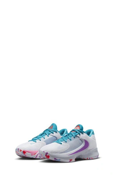 Nike Freak 4 Big Kids' Basketball Shoes In White/fuchsia Dream/football Grey/blue Lightning