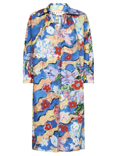 Marni Midi Dress In Blue,multicolor