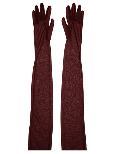 Dries Van Noten Sheer Gloves In Bordeaux