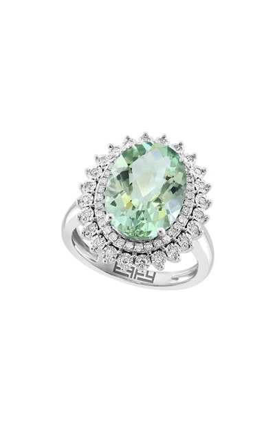 Effy 14k White Gold, Diamond & Green Quartz Ring
